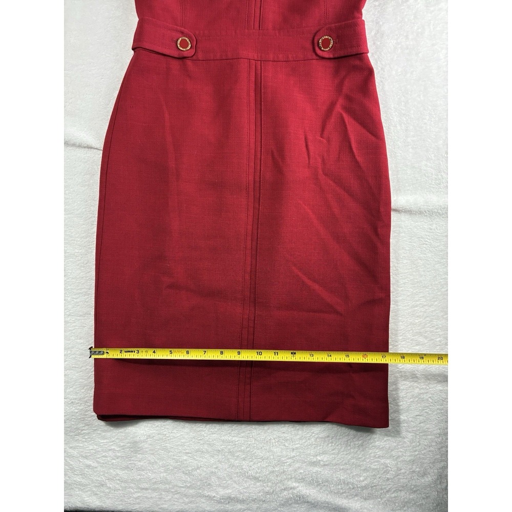 Tory Burch Lydia Sheath Dress Womens 2 Red V-Neck Short Sleeve Work Office Midi - Picture 9 of 11